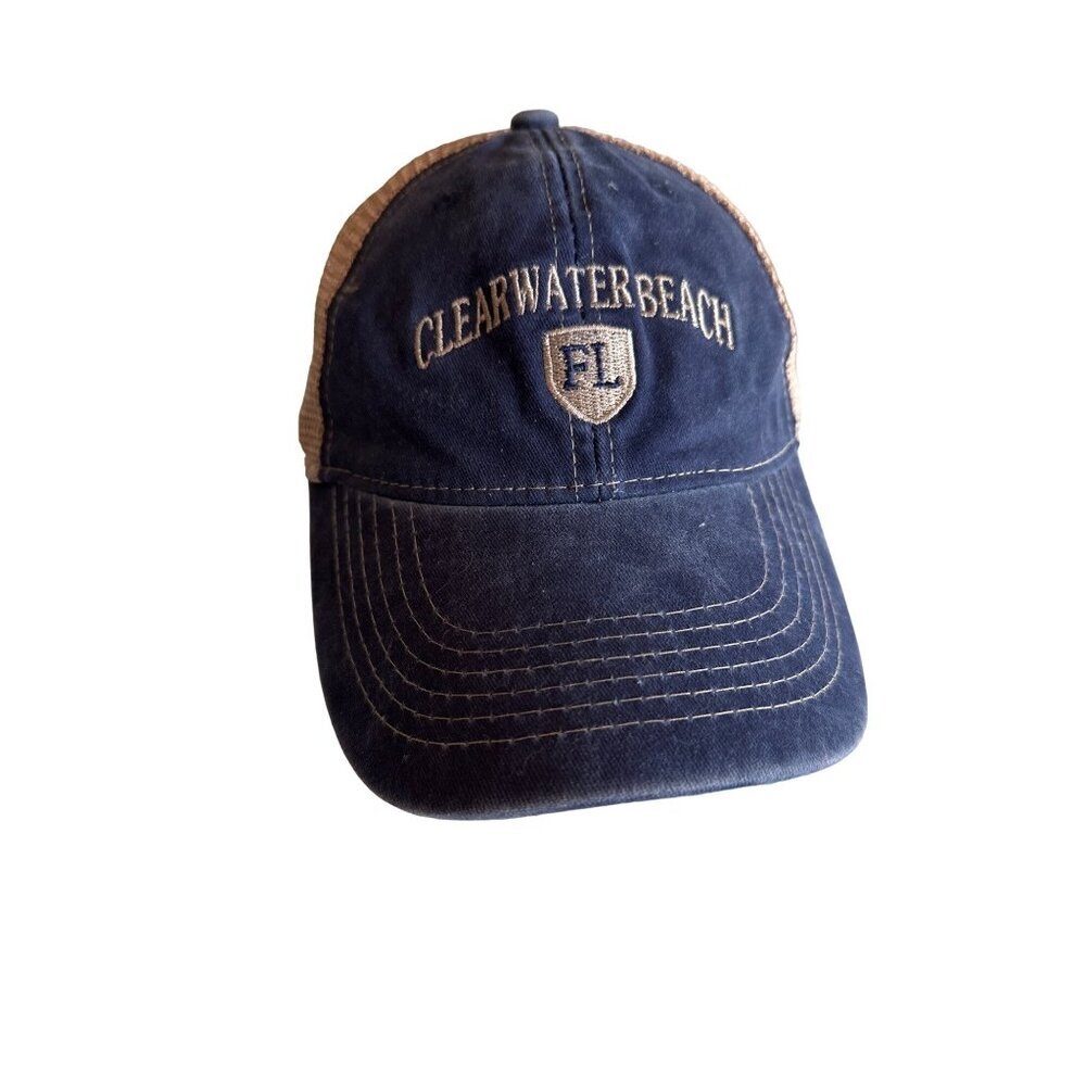 Clearwater Beach Florida Blue Meshback Hat Cap Adjustable
